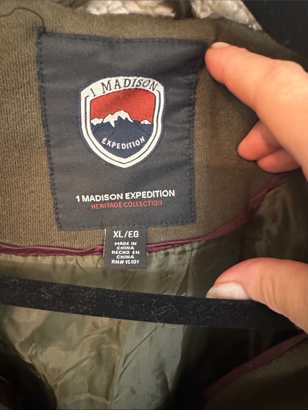 1 Madison Olive Green Lined Zip Hoodie. Fall Cabincore. Size XL. - Picture 2 of 7
